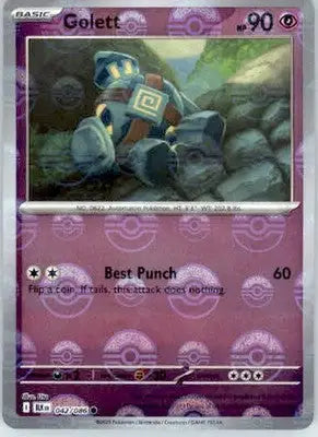Golett - Poke Ball Pattern - SV: Black Bolt - 042/086 - Holo NM - Pokémon Card Single