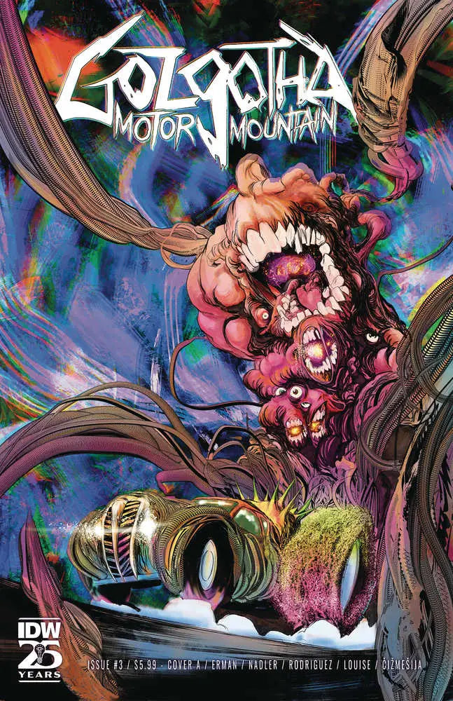 Comic book cover of Golgotha Motor Mountain #3 features a grotesque creature design
