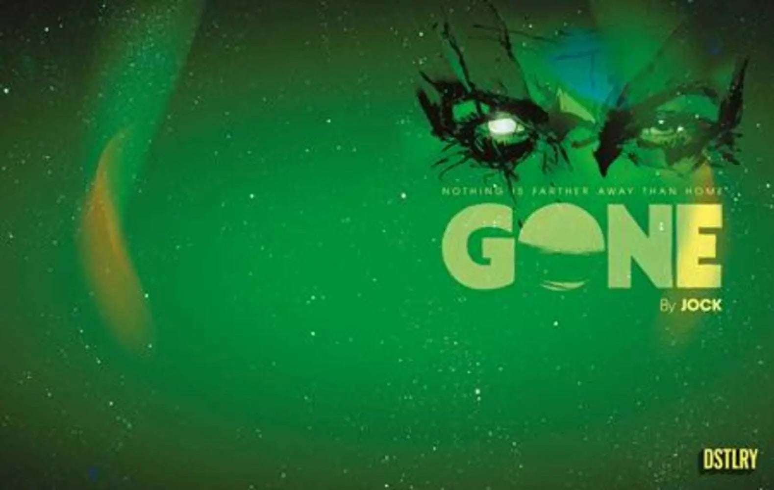 Glowing green text GONE with mysterious eyes, featured on Gone #3 Jock Variant