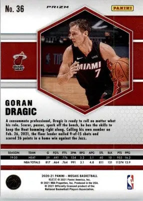 Goran Dragic - 2020-21 Panini Mosaic - #36 - Silver Basketball - Basketball Card Single