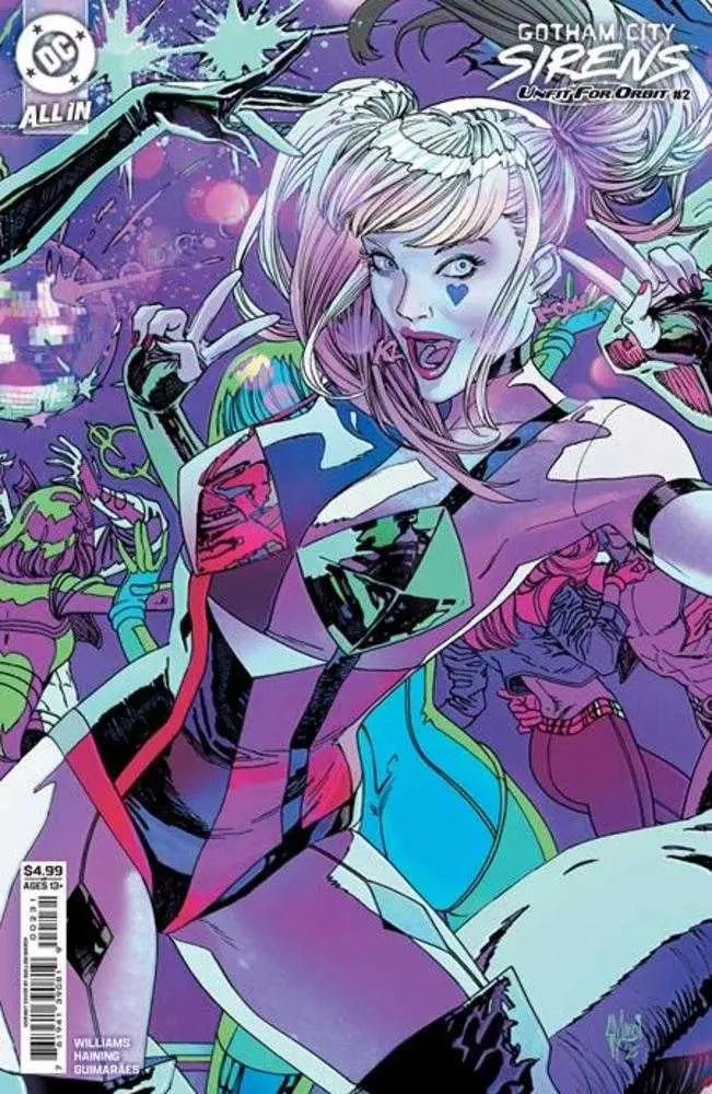 Comic book cover featuring Gotham City Sirens including Harley Quinn from Gotham City