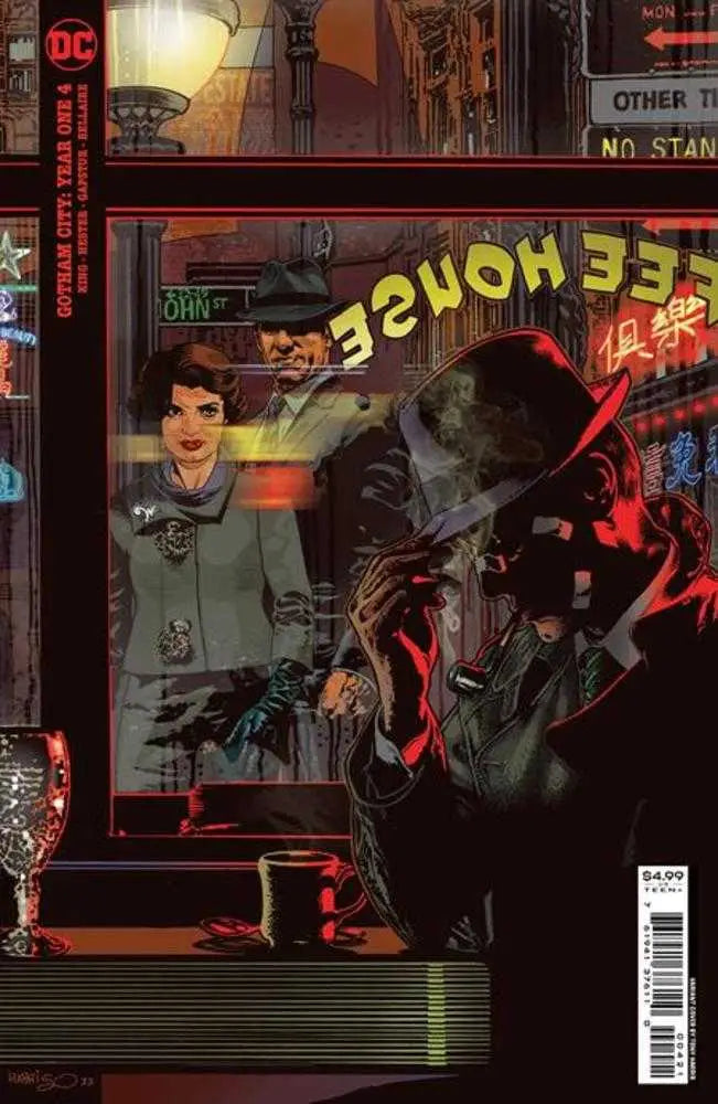 Gotham City Year One #4 Cover B featuring noir figure in green coat and shadowy creature