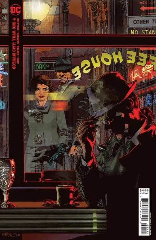 Gotham City Year One #4 Cover B featuring noir figure in green coat and shadowy creature