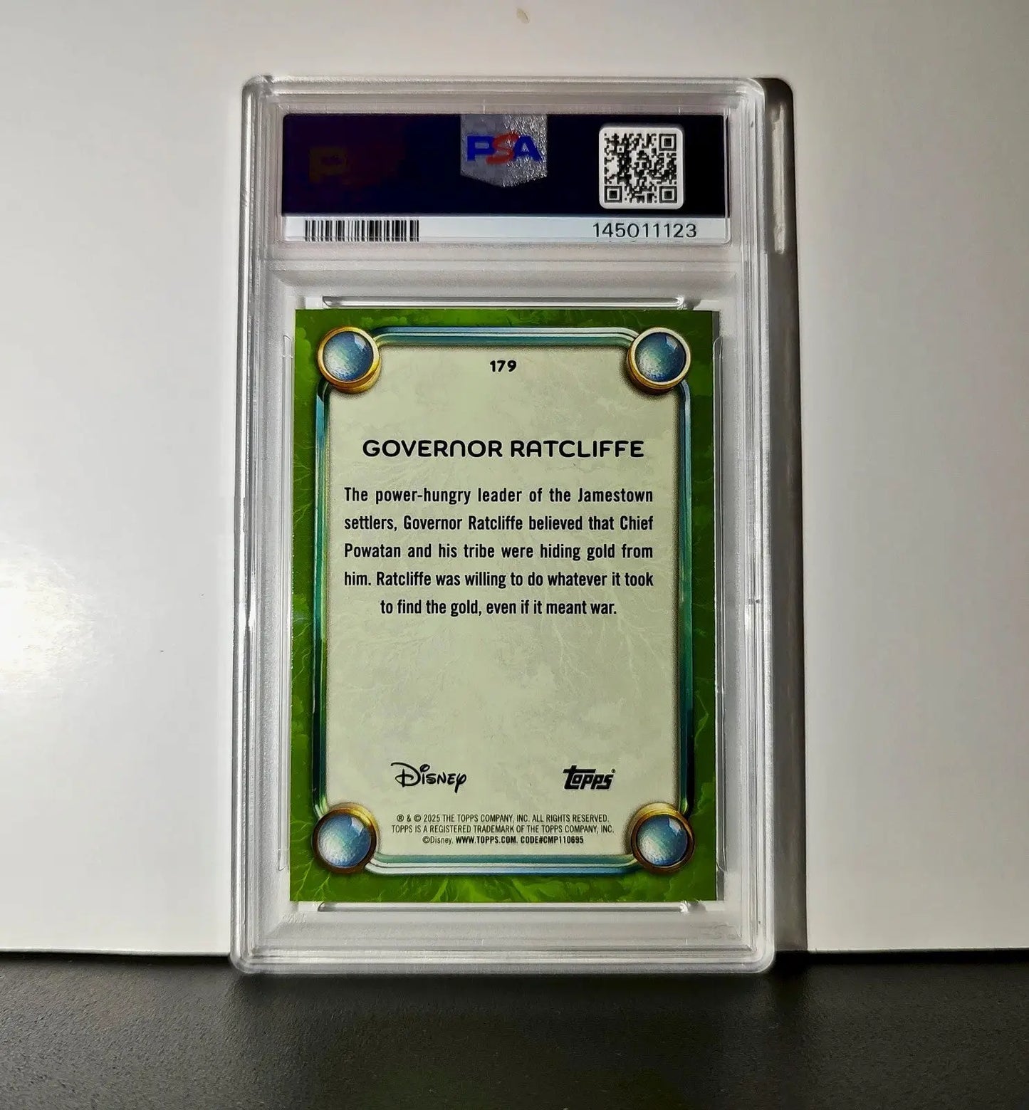 Governor Ratcliffe 2025 Topps Disney Wonder #179 Card Pocahontas PSA 10 - Non-Sports Card Single