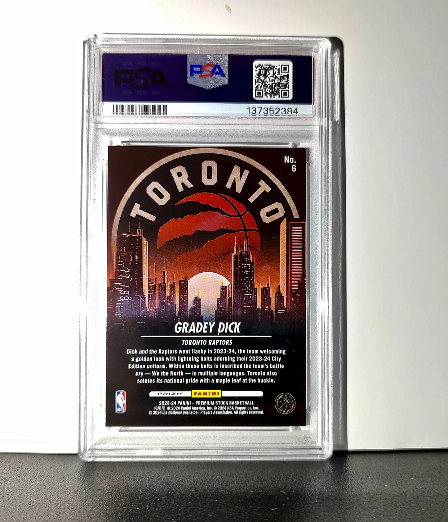 Gradey Dick 2023 Panini Hoops Premium City Edition #6 Red Disco Prizm PSA 10 Gem - Basketball Card Single