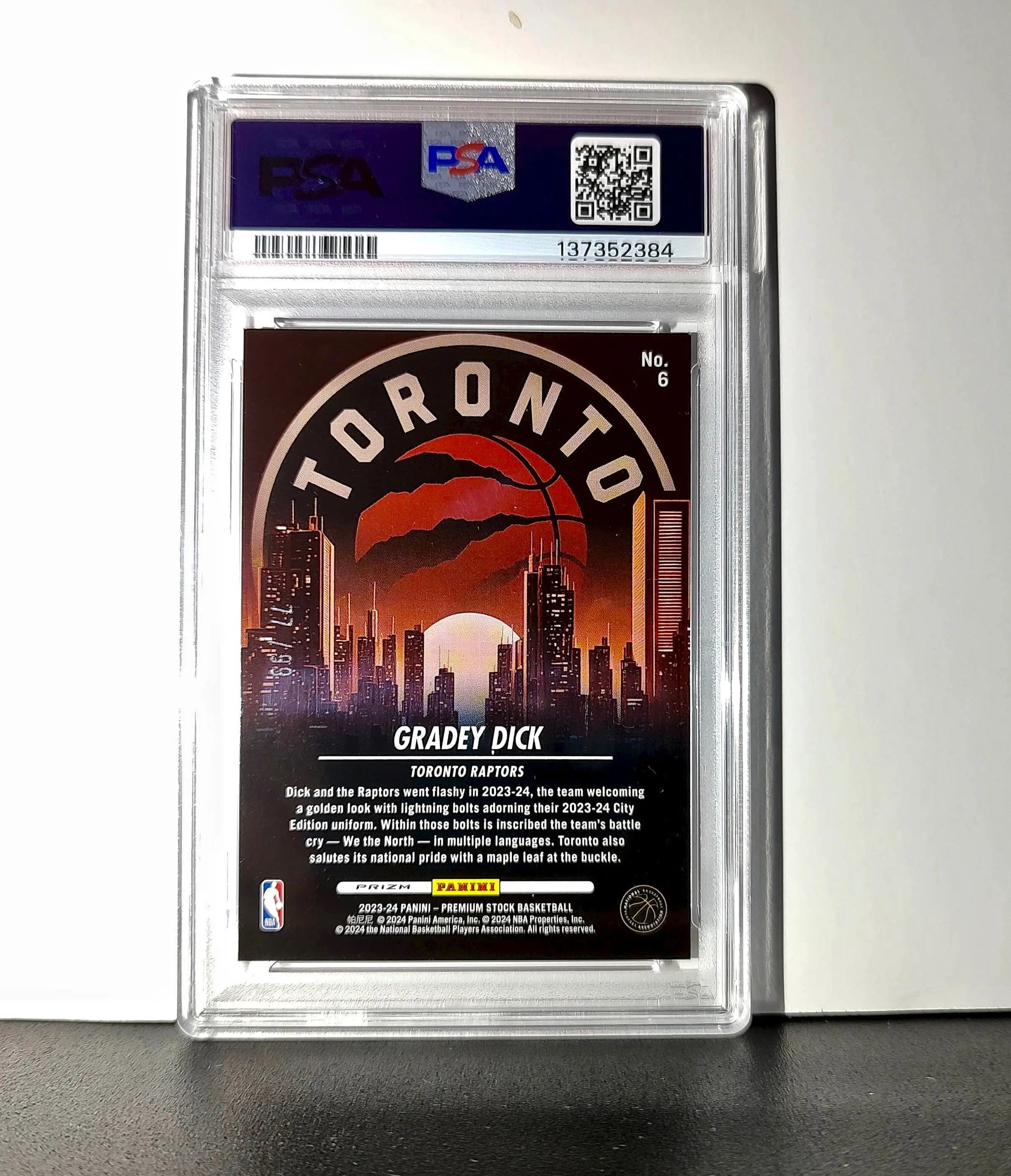 Gradey Dick 2023 Panini Hoops Premium City Edition #6 Red Disco Prizm PSA 10 Gem - Basketball Card Single