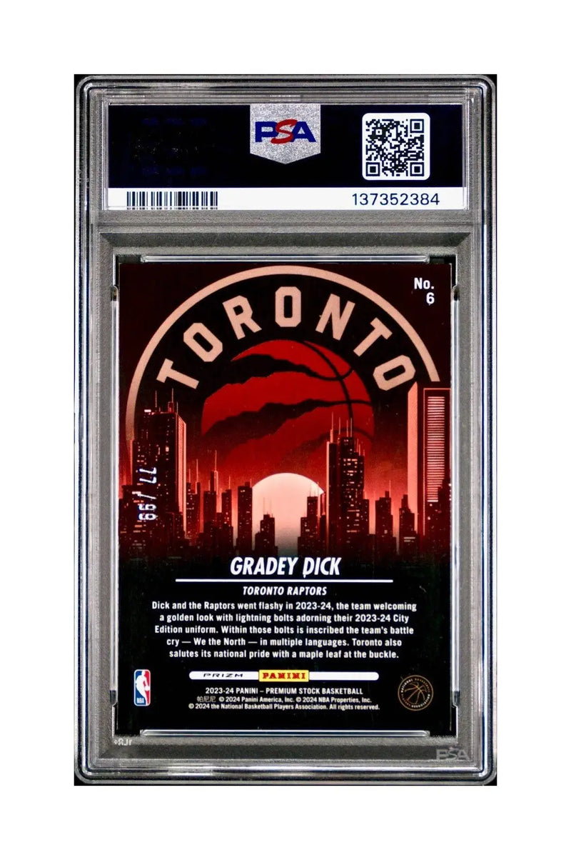 Gradey Dick 2023 Panini Hoops Premium City Edition #6 Red Disco Prizm PSA 10 Gem