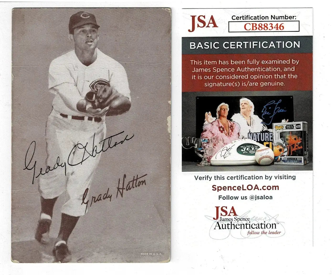 Grady Hatton Reds Signed 1946-1966 Exhibit Post Card VINTAGE AUTOGRAPH JSA - Baseball Card Single