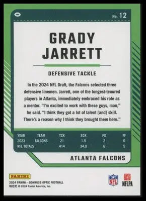 Grady Jarrett 2024 Donruss Optic #12 Atlanta Falcons