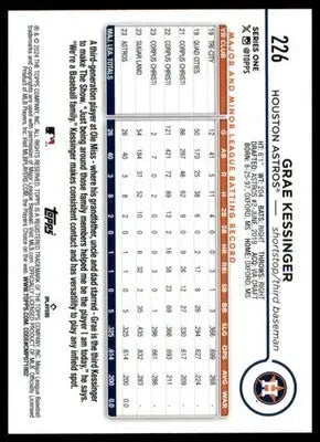 Grae Kessinger Rookie 2024 Topps #226 Houston Astros - Baseball Card Single