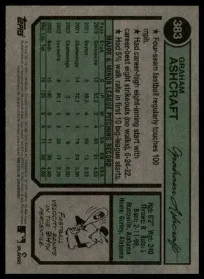 Graham Ashcraft Rookie 2023 Topps Heritage #383 Cincinnati Reds - Baseball Card Single