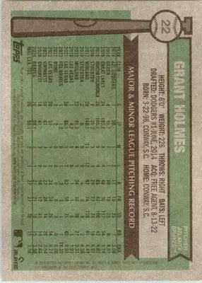 Grant Holmes - 2025 Topps Heritage - #22 - RC Baseball - Baseball Card Single