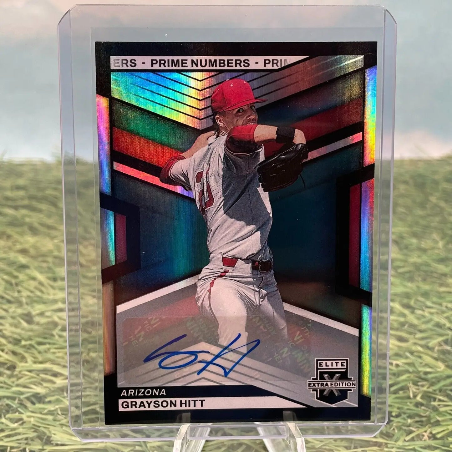 Grayson Hitt autographed baseball card from Panini Elite Extra Edition Prime Numbers