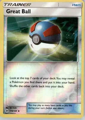 Great Ball - SM Base Set - Reverse Holo LP - #119/149 - Pokémon Card Single