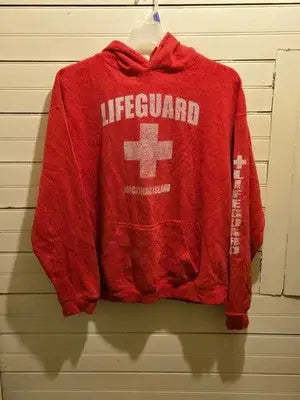 Great Lakes Hoodie Mens XL Red Lifeguard Mackinac Island Pullover Graphic - Apparel