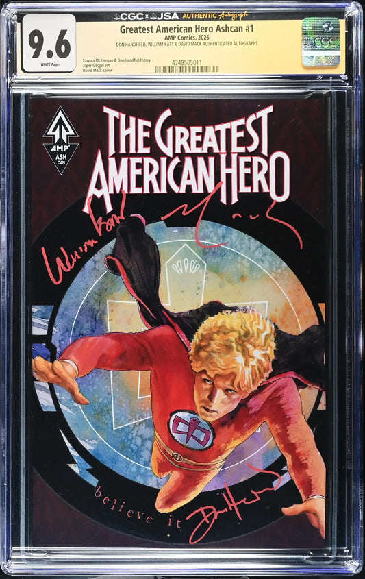 Greatest American Hero #1 Ashcan CGC 9.6 JSA Signed William Katt David Mack Don Handfield Red - Comic Book