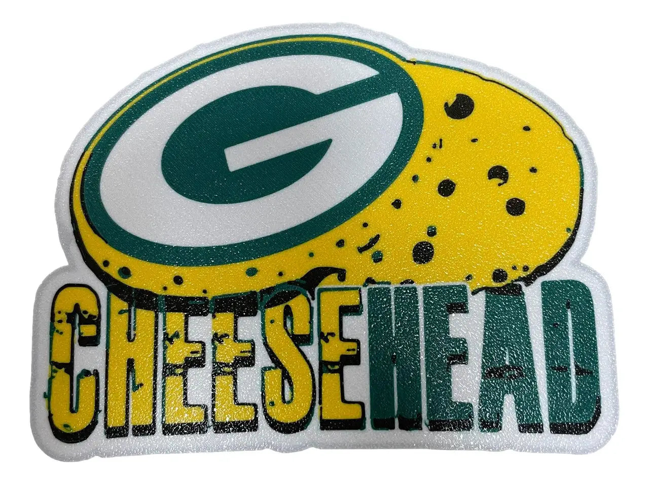 Green Bay Packers Cheesehead themed magnet for fan decor and game day tailgate