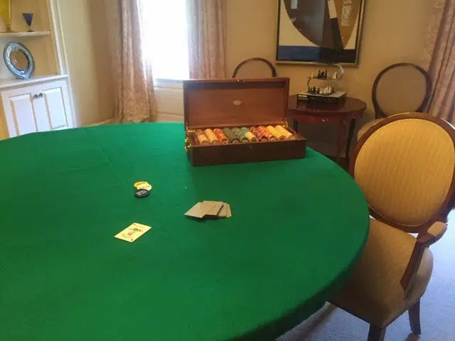 GREEN Felt poker table cover fits 42 * 66 Oval or Round table W/ leaf USA made - Other