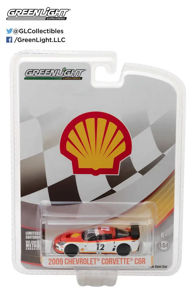 Packaged die-cast model of Chevrolet Corvette C6R Shell in 1:64 scale from Greenlight
