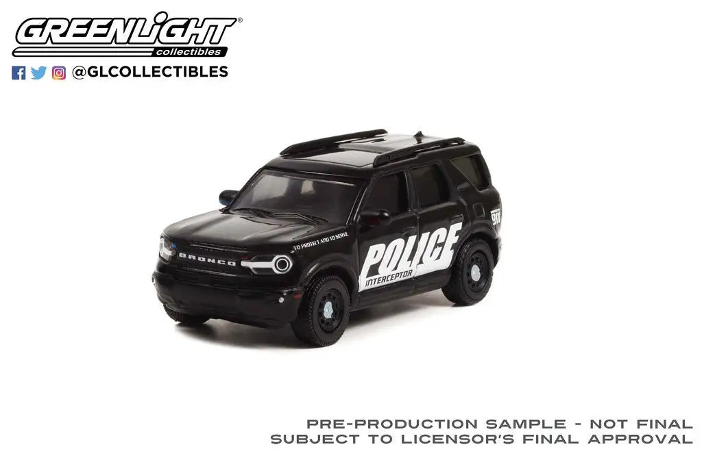 Black Ford Bronco Sport Police model with POLICE lettering, Sport Police Interceptor concept