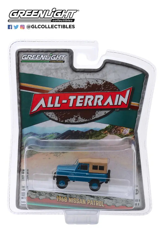 Die-cast model of a blue 1968 Nissan Patrol Mt Fuji from Terrain Series 9