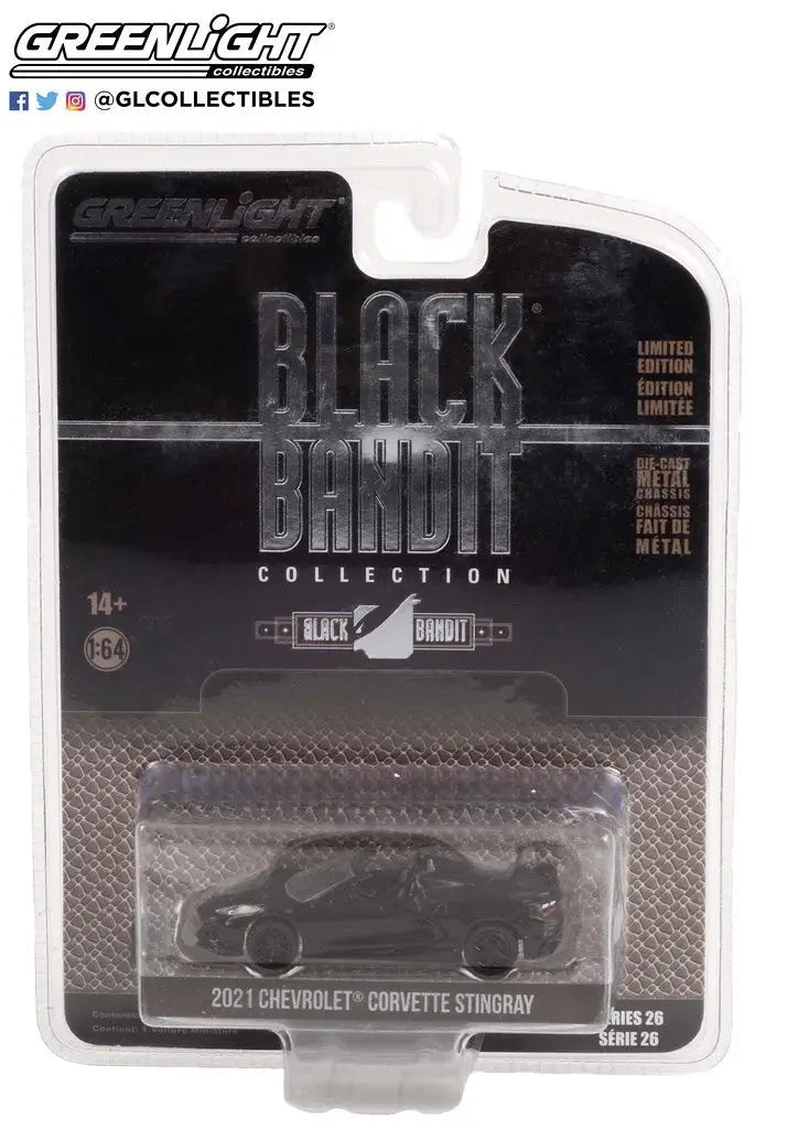 Packaged die-cast model of Chevrolet Corvette Stingray from Black Bandit Series by GreenLight