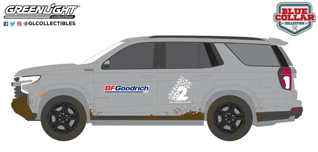 Gray SUV with racing-style decals and black wheels from Greenlight Blue Collar Series 12