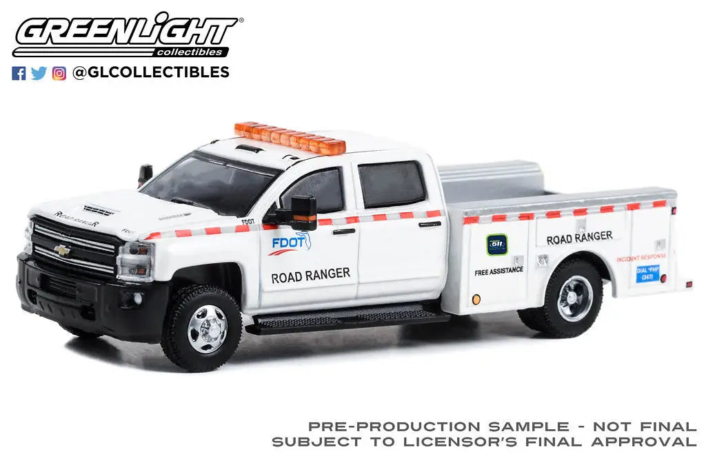 White Chevrolet Silverado Service FDOT Road Ranger emergency vehicle with lights
