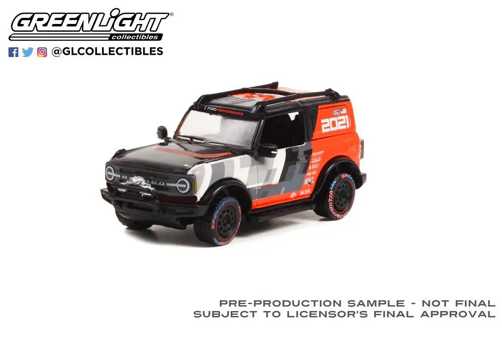 Ford Bronco Prototype Tribute model with orange and gray custom paint and off-road mods
