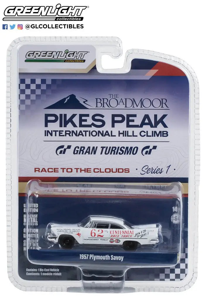 Packaged 1957 Plymouth Savoy die-cast model for the Pikes Peak Hill Climb Series