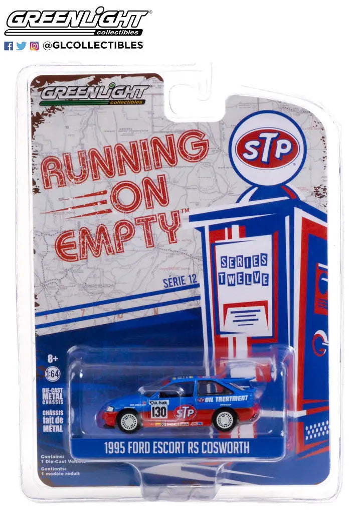 Die-cast model of a 1985 Ford Escort RS Cosworth in Running Empty SR 12 design