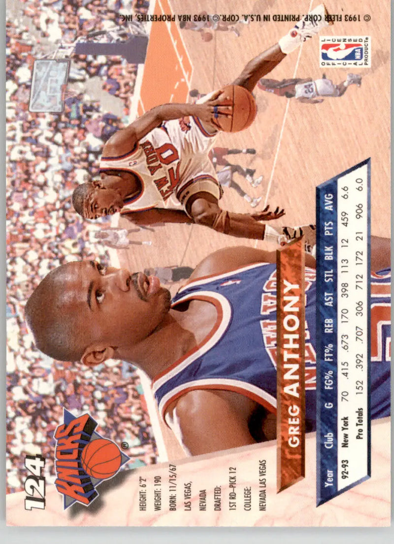 Greg Anthony - 1993-94 Ultra - #124 - Basketball - Basketball Card Single