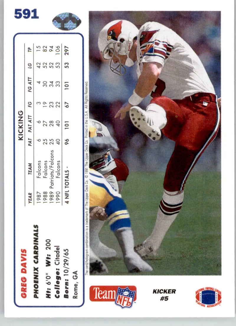 Greg Davis - 1991 Upper Deck - #591b - RC Football