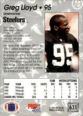 Greg Lloyd - 1992 Pro Set - #631 - Football - Football Card Single