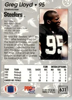 Greg Lloyd - 1992 Pro Set - #631 - Football - Football Card Single