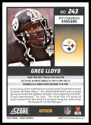 Greg Lloyd 2024 Score #243 Pittsburgh Steelers - Football Card Single