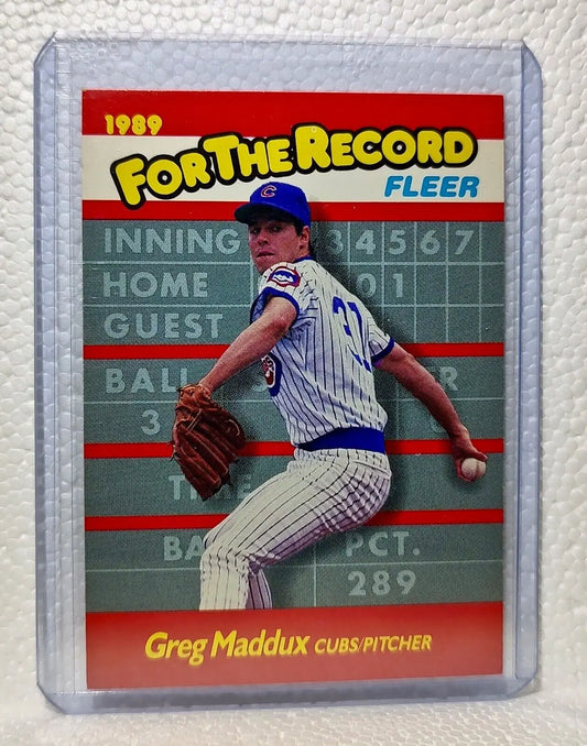 Greg Maddux 1989 Fleer MLB #5 For The Record Baseball Card Chicago Cubs - Baseball Card Single