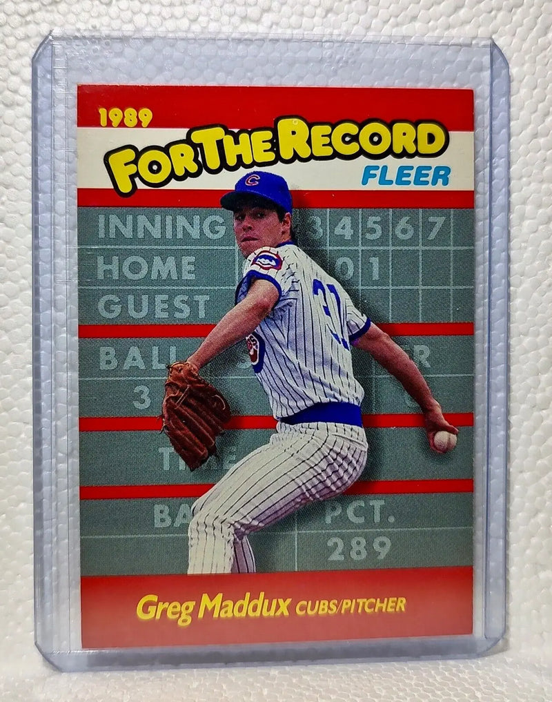 Greg Maddux 1989 Fleer MLB #5 For The Record Baseball Card Chicago Cubs