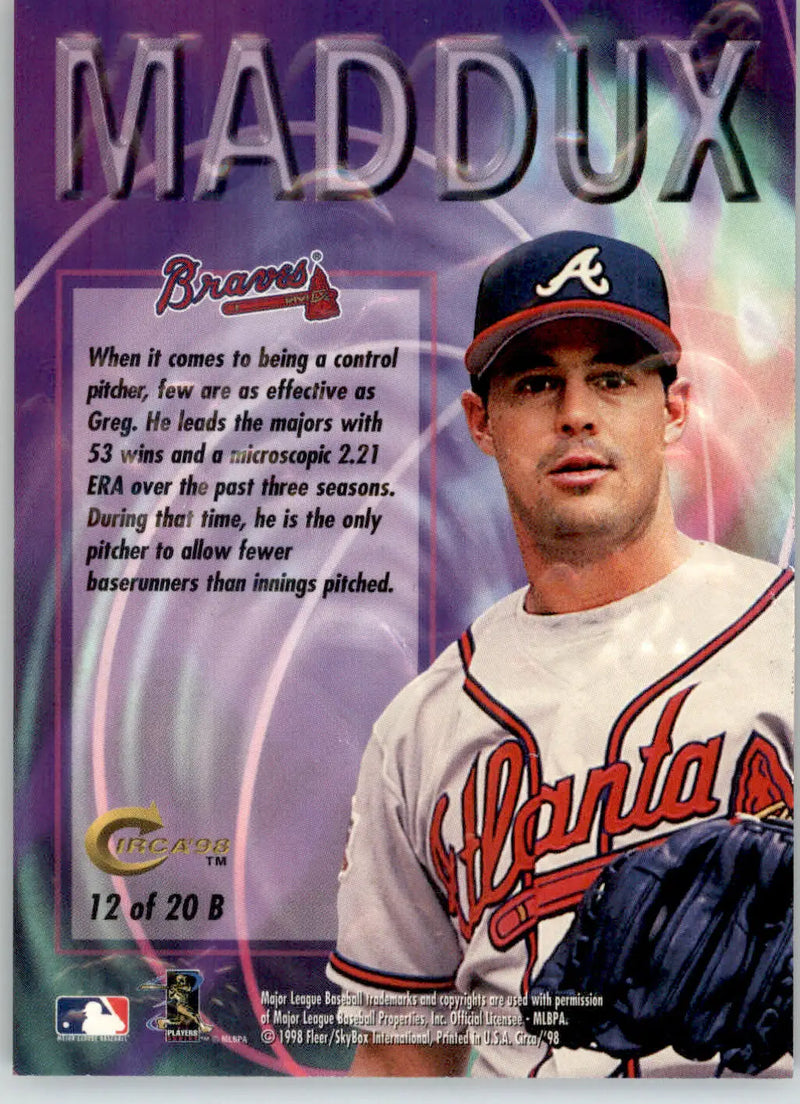 Greg Maddux - 1998 Circa Thunder - #12B - Boss Baseball - Baseball Card Single
