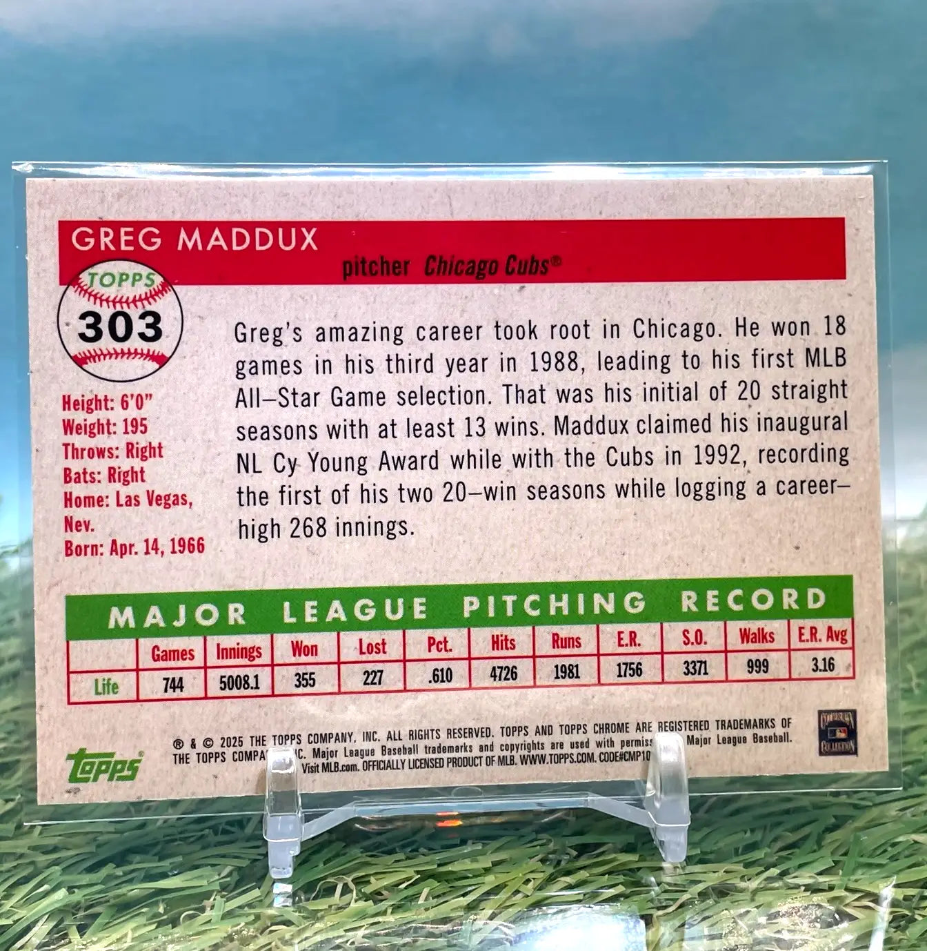 GREG MADDUX 2025 Topps Chrome Platinum FUCHSIA Shimmer /100 Chicago Cubs - Baseball Card Single