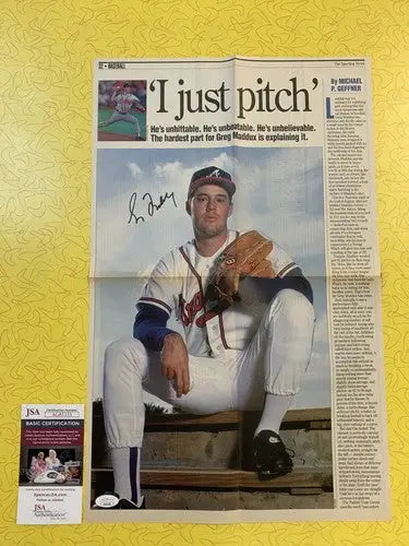 Greg Maddux Signed October 1995 Sporting News Atlanta Braves AUTO JSA - Sports Memorabilia