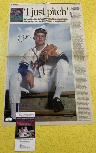 Greg Maddux Signed October 1995 Sporting News Atlanta Braves AUTO JSA - Sports Memorabilia