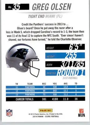 Greg Olsen - 2014 Score - #35 - Football - Football Card Single