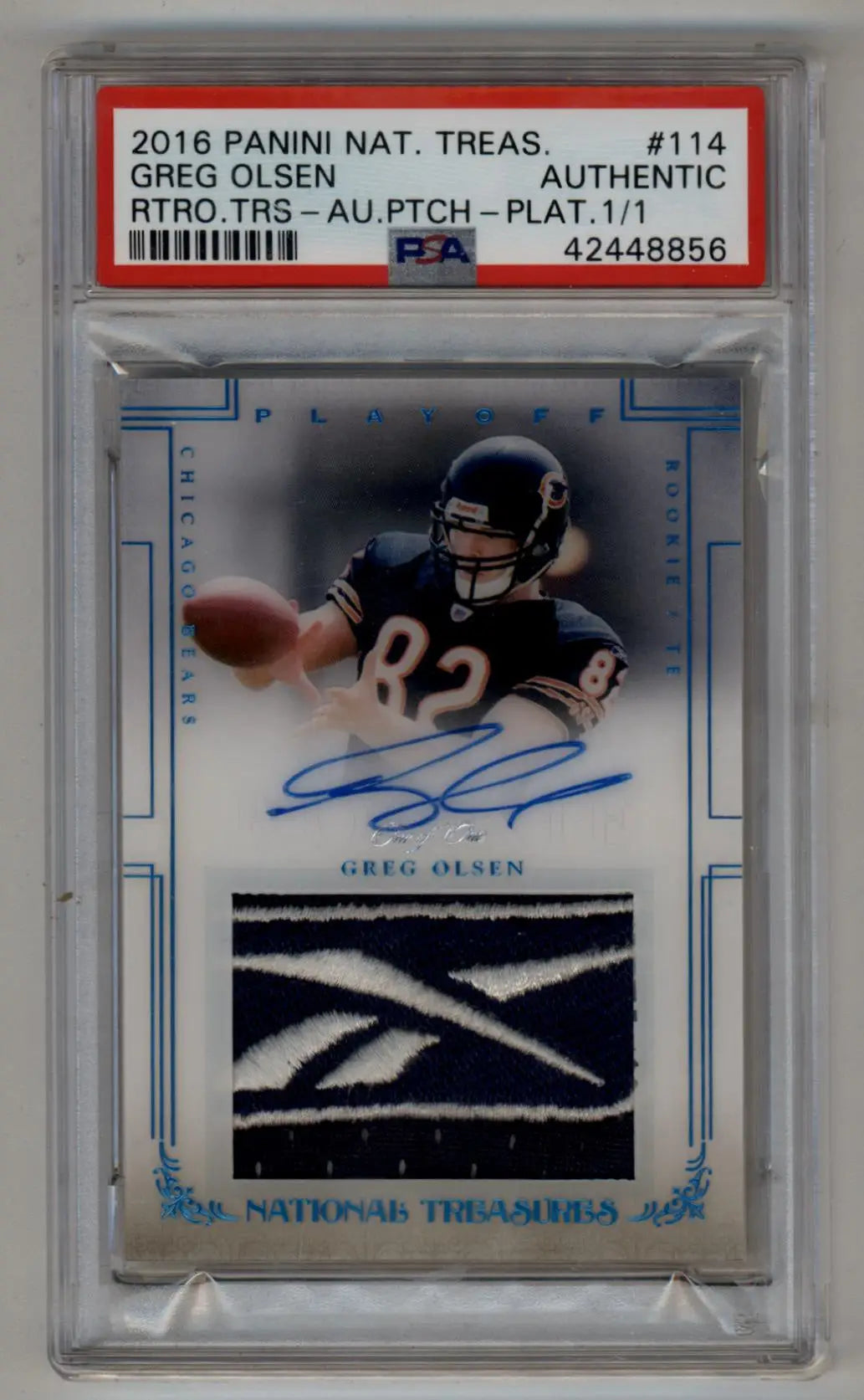 Greg Olsen 2016 National Treasures Platinum Patch Auto 1/1 - Football Card Single