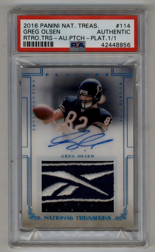 Greg Olsen 2016 National Treasures Platinum Patch Auto 1/1 - Football Card Single