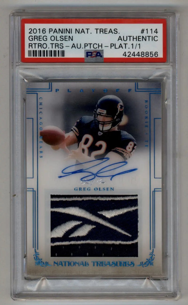 Greg Olsen 2016 National Treasures Platinum Patch Auto 1/1 - Football Card Single