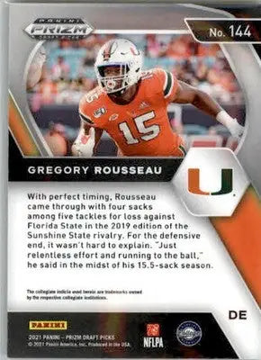 Greg Rousseau - 2021 Panini Prizm Draft Picks Collegiate - #144 - Football - Football Card Single