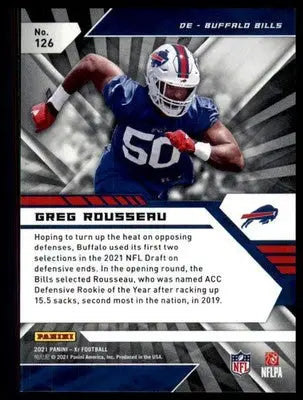 Greg Rousseau Rookie 2021 Panini XR Blue #/199 #126 Buffalo Bills - Football Card Single