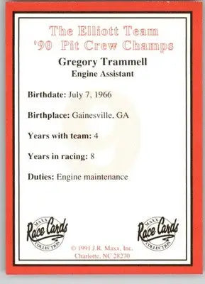 Greg Trammell - 1991 Maxx The Bill Elliott Team - #NNO - Racing - Racing Card Single