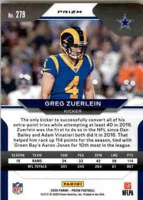 Greg Zuerlein - 2020 Panini Prizm - #279 - Prizm Disco Football - Football Card Single